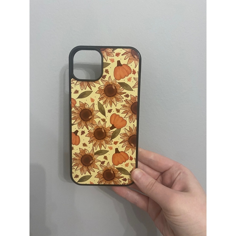 iPhone 14 Plus Case Unisex Yellow Sunflower Pumpkin Autumn Fall Bumper Cover